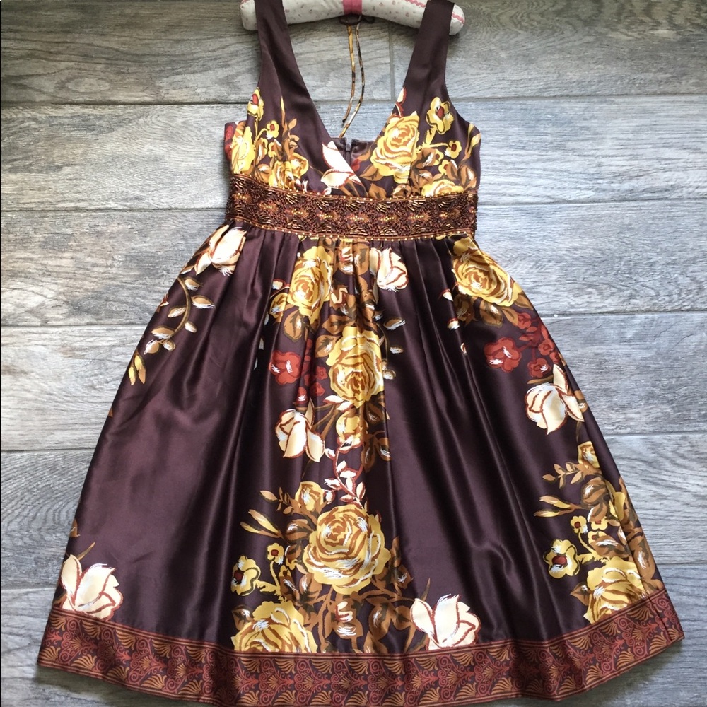 Pretty Floral Satin Dress